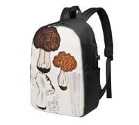 kkvhhyuo Mushrooms Drawing Printed Laptop Backpack USB port 17" | Travel Rucksack, Men's business rucksack, Laptop Bag for Men Women Cabin Bag