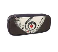 kkvhhyuo Music Symbols Love Print Leather Pencil Case, Big Capacity Pencil Pouch Stationery Pen Bag Multifunctional Pencil Bag Marker Pen Case for School Student Girl Boy Women Men