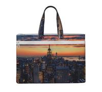 kkvhhyuo New York City Print Document Bag, Lightweight Canvas Bag Handbag with Dual Zip Canvas Tote File Bag for Work Commuting Study and Everyday Carry