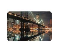 kkvhhyuo New York Manhattan Bridge Night Print Bathroom Rugs 40 x 60 cm, Soft Absorbent Washable Floor Rug for Home Entryway Kitchen Pet Areas Indoor Outdoor