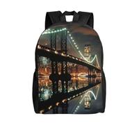kkvhhyuo New York Manhattan Bridge Night Print Casual Backpack, Lightweight Foldable Travel Backpack for Men and Women, School Bag with Laptop Compartment for College Work