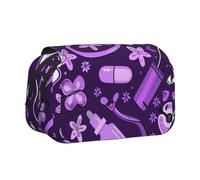 kkvhhyuo Nurse Pattern Purple Print Pencil Case, Large Capacity Pencil Pouch Cute Pen Box with Double Zipper, Portable Pencil Bag for Students Office Travel Organization