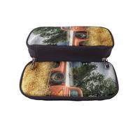 kkvhhyuo Old Truck Car Print Large Capacity Pencil Case, PU Leather Pencil Pouch Bag with Flip Top Pencil Bag for School Student Girl Boy Women Men
