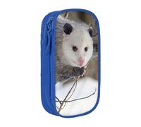 kkvhhyuo Opossum in Snow Pencil Case Blue Pencil Bag with 2 Compartments