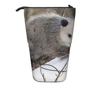 kkvhhyuo Opossum in Snow Printed Pencil Case, Standing Telescopic Pencil Pouch, Large Pencil Bag Portable Pen Box for School Office Makeup Travel