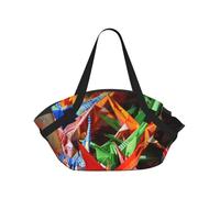 kkvhhyuo Origami Paper Cranes Print Camping Bag Foldable Shopping Beach Shoulder Bags with Convertible Pad Design for Beach, Picnics, Hiking & Festival Use.