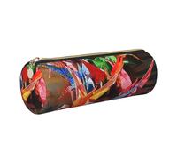 kkvhhyuo Origami Paper Cranes Print Leather Pencil Case Portable Round Pencil Pouch with Gold Zip Multifunctional Pencil Holder Pouch Stationery Pen Bag for Teen Girls and Boys