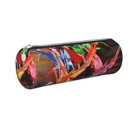 kkvhhyuo Origami Paper Cranes Print Leather Pencil Case Portable Round Pencil Pouch with Silver Zip Multifunctional Pencil Holder Pouch Stationery Pen Bag for Teen Girls and Boys