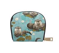 kkvhhyuo Otters Print Coin Purse, Leather Mini Coin Pouch Purses with Zipper Purses Bag for Women Men