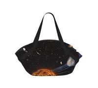 kkvhhyuo Outer Space Galaxy Solar System Print Camping Bag Foldable Shopping Beach Shoulder Bags with Convertible Pad Design for Beach, Picnics, Hiking & Festival Use.