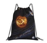 kkvhhyuo Outer Space Galaxy Solar System Printed Drawstring Backpack Large Foldable Draw String Bag with Adjustable Straps for Sports Travel Swimming School