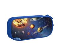 kkvhhyuo Outer Space Solar System Print Large Capacity Pencil Case, Stationery Organizer Pencil Pouch Office Makeup Bag Portable Pen Bag for Boys Girls, Blue