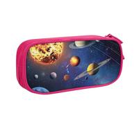 kkvhhyuo Outer Space Solar System Print Large Capacity Pencil Case, Stationery Organizer Pencil Pouch Office Makeup Bag Portable Pen Bag for Boys Girls, Pink