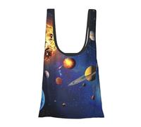 kkvhhyuo Outer Space Solar System Print Reusable Shopping Bag, Foldable Grocery Bags in Pouch Portable Storage Bags for Daily Shopping Groceries Travel Storage