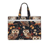 kkvhhyuo Owls on Tree Branche Print Document Bag, Lightweight Canvas Bag Handbag with Dual Zip Canvas Tote File Bag for Work Commuting Study and Everyday Carry