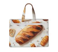 kkvhhyuo Painted Bread Print Document Bag, Lightweight Canvas Bag Handbag with Dual Zip Canvas Tote File Bag for Work Commuting Study and Everyday Carry