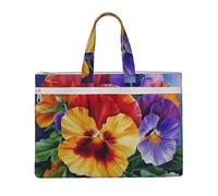 kkvhhyuo Pansy Perfection Print Document Bag, Lightweight Canvas Bag Handbag with Dual Zip Canvas Tote File Bag for Work Commuting Study and Everyday Carry