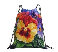 kkvhhyuo Pansy Perfection Printed Drawstring Backpack Large Foldable Draw String Bag with Adjustable Straps for Sports Travel Swimming School