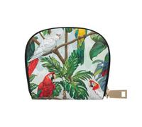 kkvhhyuo Parrot Birds and Tropical Tree Print Coin Purse, Leather Mini Coin Pouch Purses with Zipper Purses Bag for Women Men
