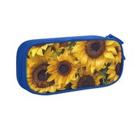 kkvhhyuo Pencil Case Blue Pencil Bag Double Layer Portable Pencil Pouch | Sunflower Printed Pencil Case For Boys Girls School Office Supplies Storage