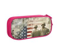 kkvhhyuo Pencil Case Pink Pencil Bag Double Layer Portable Pencil Pouch | Us Military Soldiers Patriotic Memorial Day Printed Pencil Case For Boys Girls School Office Supplies Storage
