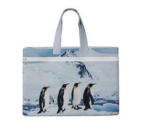 kkvhhyuo Penguins On The Iceberg Print Document Bag, Lightweight Canvas Bag Handbag with Dual Zip Canvas Tote File Bag for Work Commuting Study and Everyday Carry