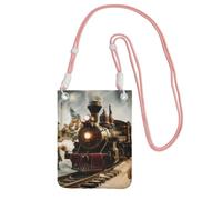 kkvhhyuo Phone Bag,Train and Railway Print Mobile Phone Crossbody Bag Phone Pouch with Pink Adjustable Strap for Mobile and Smart Phones