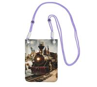 kkvhhyuo Phone Bag,Train and Railway Print Mobile Phone Crossbody Bag Phone Pouch with Purple Adjustable Strap for Mobile and Smart Phones