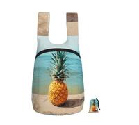 kkvhhyuo Pineapple by The Sea Print Foldable Backpack, Ultra Lightweight 16L Compact Travel Pack with Storage Bag Design for Hiking Daily Commute Shopping and Outdoor Adventures