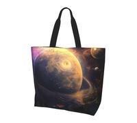 kkvhhyuo Planet Print Shoulder Bag for Women Large Tote Bag Reusable Foldable Everyday Carryall for Work Shopping Travel Beach Outings.