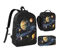 kkvhhyuo Planets Stars and Galaxy Print School Backpack Set with 17 Inch Kids Backpack Lunch Bag & Pencil Case Bundle for Teens Girls Boys, Lightweight Bookbag Travel Rucksack