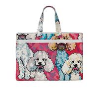 kkvhhyuo Poodles Dogs Print Document Bag, Lightweight Canvas Bag Handbag with Dual Zip Canvas Tote File Bag for Work Commuting Study and Everyday Carry