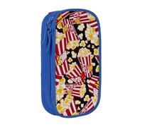 kkvhhyuo Popcorn Print Pencil Case Blue Pencil Bag with 2 Compartments | Large Capacity Pencil Pouch Stationery Organizer Makeup Bag For Students Office Travel Art Supplies
