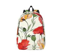 kkvhhyuo Poppy flower pattern Print Canvas Backpack, Lightweight School Backpack Travel Laptop Backpack for Men Women Work Sports Travel Flight, S