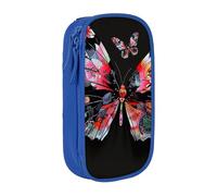 kkvhhyuo Pretty Butterfly Print Print Large Pencil Case, Zip Smooth Pencil Pouch for Girls Boys with 2 Compartment Multifunctional Pencils Bag for School Office Travel Makeup Bags, Blue