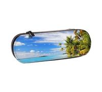 kkvhhyuo PU Leather Pencil Case Hard Shell Pen Bag Zippered Pen Pouch | Aitutaki Lagoon, Cook Islands Printed Pencil Bag Stationery Organizer For Students Artists Travel Makeup Storage