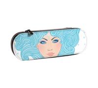 kkvhhyuo PU Leather Pencil Case Hard Shell Pen Bag Zippered Pen Pouch | Aquarius Woman Printed Pencil Bag Stationery Organizer For Students Artists Travel Makeup Storage