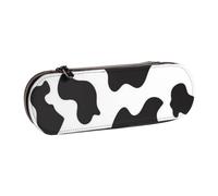 kkvhhyuo PU Leather Pencil Case Hard Shell Pen Bag Zippered Pen Pouch | Black And White Cow Printed Pencil Bag Stationery Organizer For Students Artists Travel Makeup Storage