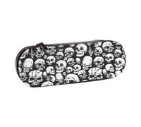 kkvhhyuo PU Leather Pencil Case Hard Shell Pen Bag Zippered Pen Pouch | Black And White Skull Printed Pencil Bag Stationery Organizer For Students Artists Travel Makeup Storage