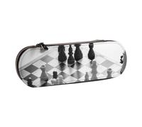 kkvhhyuo PU Leather Pencil Case Hard Shell Pen Bag Zippered Pen Pouch | Black White Chess Checkerboard Printed Pencil Bag Stationery Organizer For Students Artists Travel Makeup Storage
