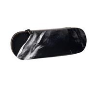 kkvhhyuo PU Leather Pencil Case Hard Shell Pen Bag Zippered Pen Pouch | Black White Horses Printed Pencil Bag Stationery Organizer For Students Artists Travel Makeup Storage
