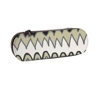 kkvhhyuo PU Leather Pencil Case Hard Shell Pen Bag Zippered Pen Pouch | Black White Tan Zigzag Printed Pencil Bag Stationery Organizer For Students Artists Travel Makeup Storage