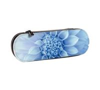 kkvhhyuo PU Leather Pencil Case Hard Shell Pen Bag Zippered Pen Pouch | Blue Dahlia Flower Printed Pencil Bag Stationery Organizer For Students Artists Travel Makeup Storage
