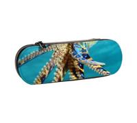 kkvhhyuo PU Leather Pencil Case Hard Shell Pen Bag Zippered Pen Pouch | Blue-Ringed Octopus Printed Pencil Bag Stationery Organizer For Students Artists Travel Makeup Storage