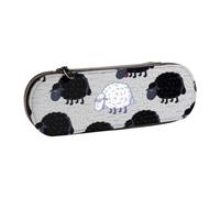 kkvhhyuo PU Leather Pencil Case Hard Shell Pen Bag Zippered Pen Pouch | Cartoon Black White Sheep Printed Pencil Bag Stationery Organizer For Students Artists Travel Makeup Storage