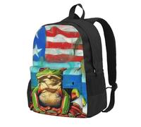 kkvhhyuo Puerto Rico Flag Frog Palm Trees Printed Large Capacity Backpack, Laptop Backpack with Laptop Compartment, School Backpack Travel Rucksack for School Work Hiking