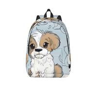 kkvhhyuo Puppy Doodles Print Canvas Backpack, Lightweight School Backpack Travel Laptop Backpack for Men Women Work Sports Travel Flight, S