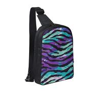 kkvhhyuo Purple Blue Green Camouflage Zebra Stripe Print Sling Bag Cross Body Chest Bag with Dual Zipper Pockets Adjustable Strap Lightweight Shoulder Bag for Traveling Running Cycling