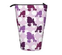 kkvhhyuo Purple Poodle Polka Dot Printed Pencil Case, Standing Telescopic Pencil Pouch, Large Pencil Bag Portable Pen Box for School Office Makeup Travel