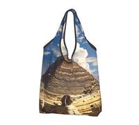kkvhhyuo Pyramids Of Egypt Print Large Foldable Shopping Tote Bag 2 Pcs, Reusable Tote Bags Washable Travel Recycle Folding Shopping Bag For Grocery, Outdoor Camping, Daily Use